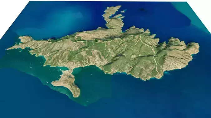 Poros Island 3D model terrain