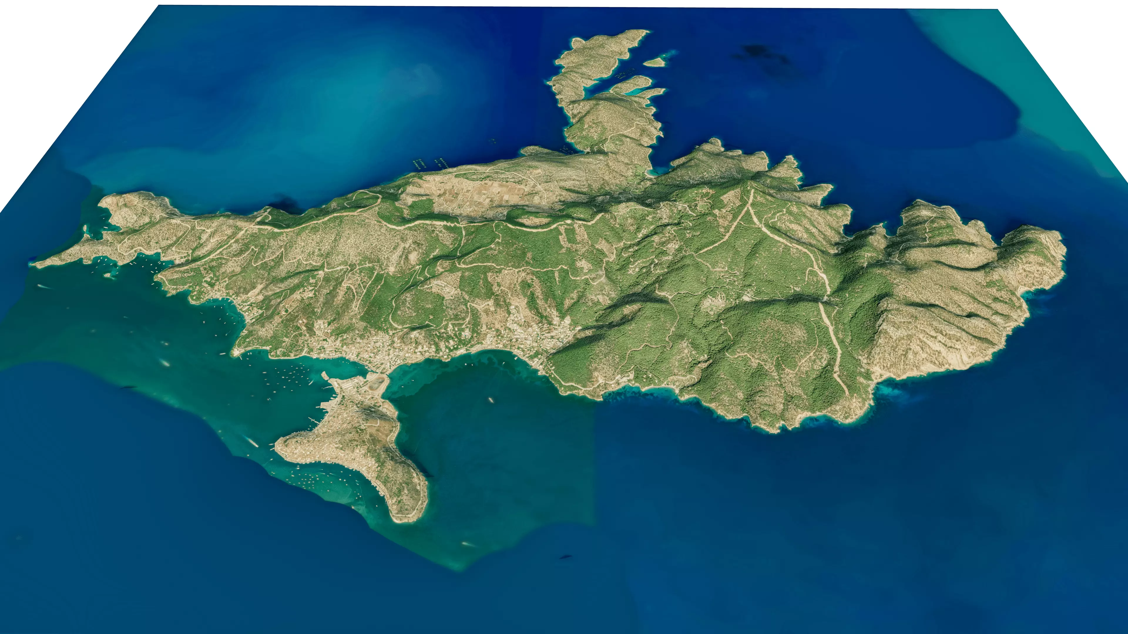 Poros Island 3D model terrain Low-poly 3D model_0