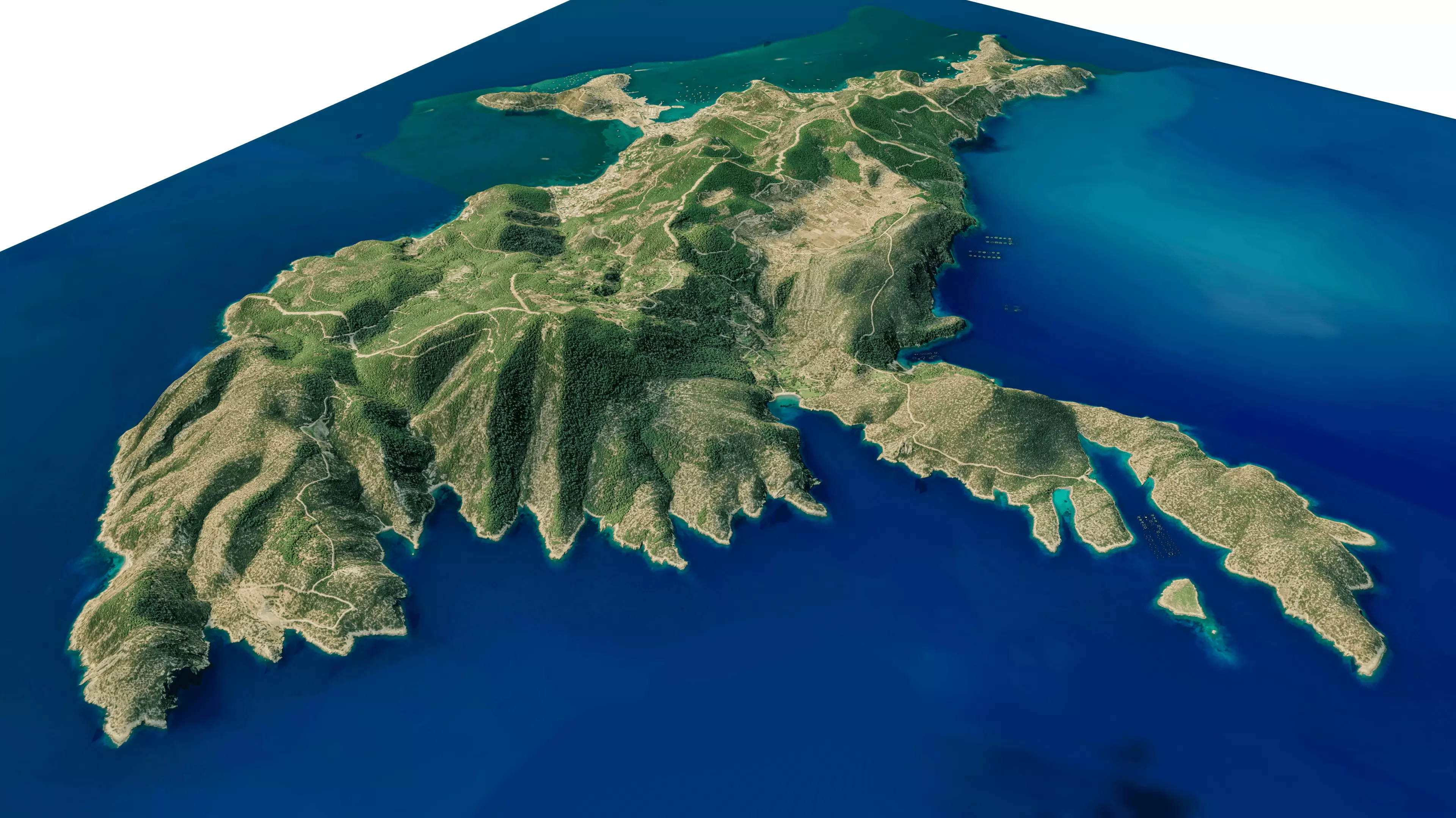 Poros Island 3D model terrain Low-poly 3D model_7