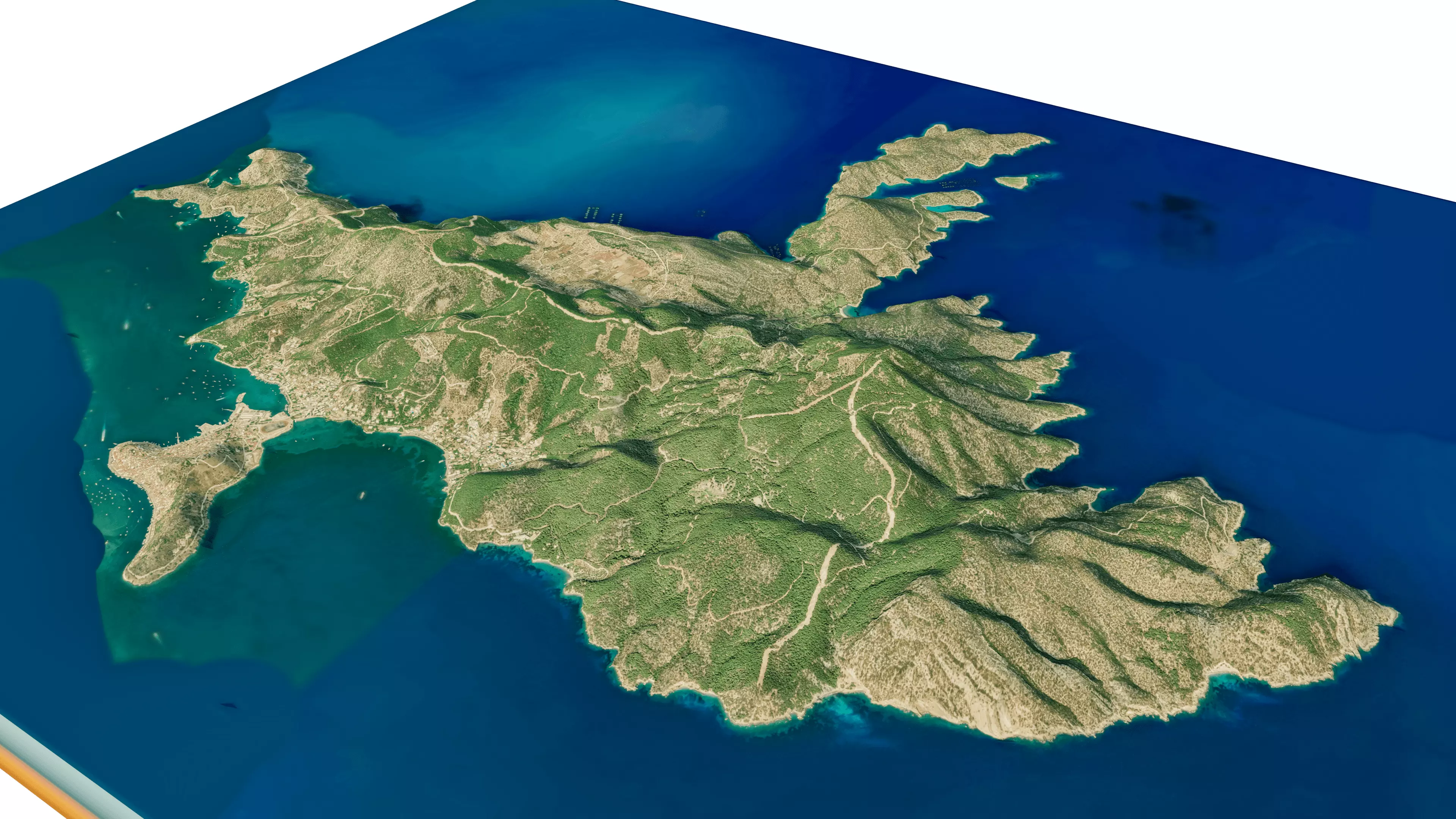 Poros Island 3D model terrain Low-poly 3D model_2