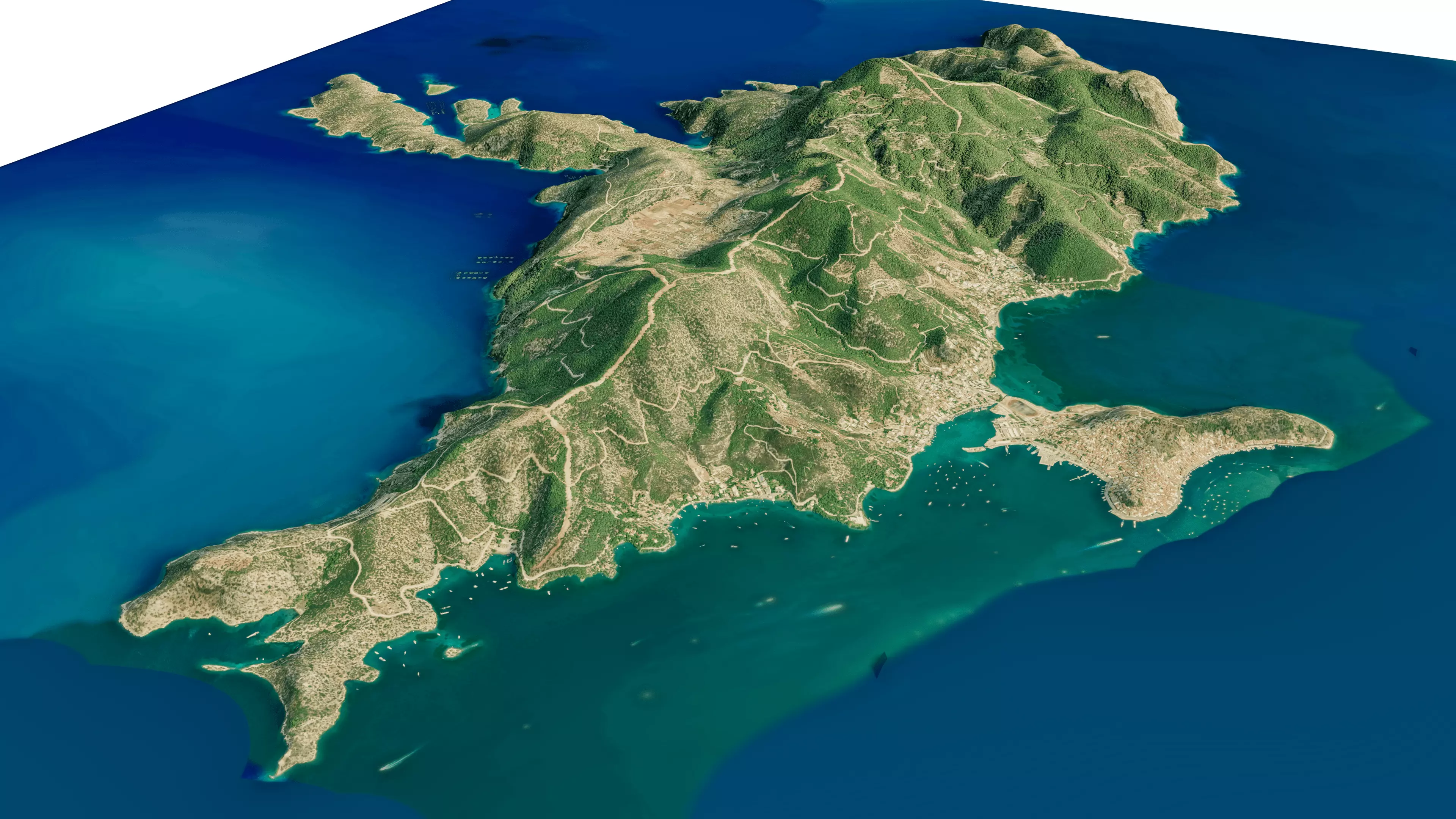 Poros Island 3D model terrain Low-poly 3D model_13