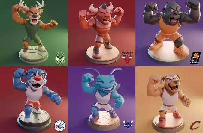 NBA mascots 3D Model Collection