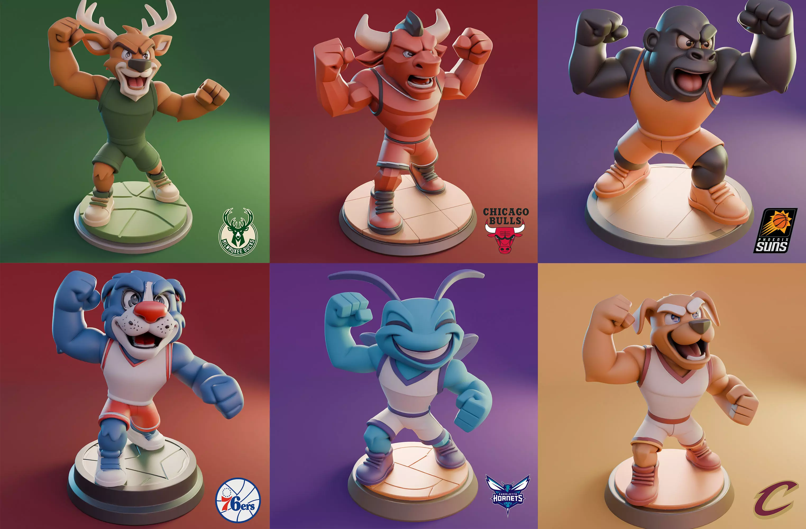 NBA mascots 3D Model Collection_0