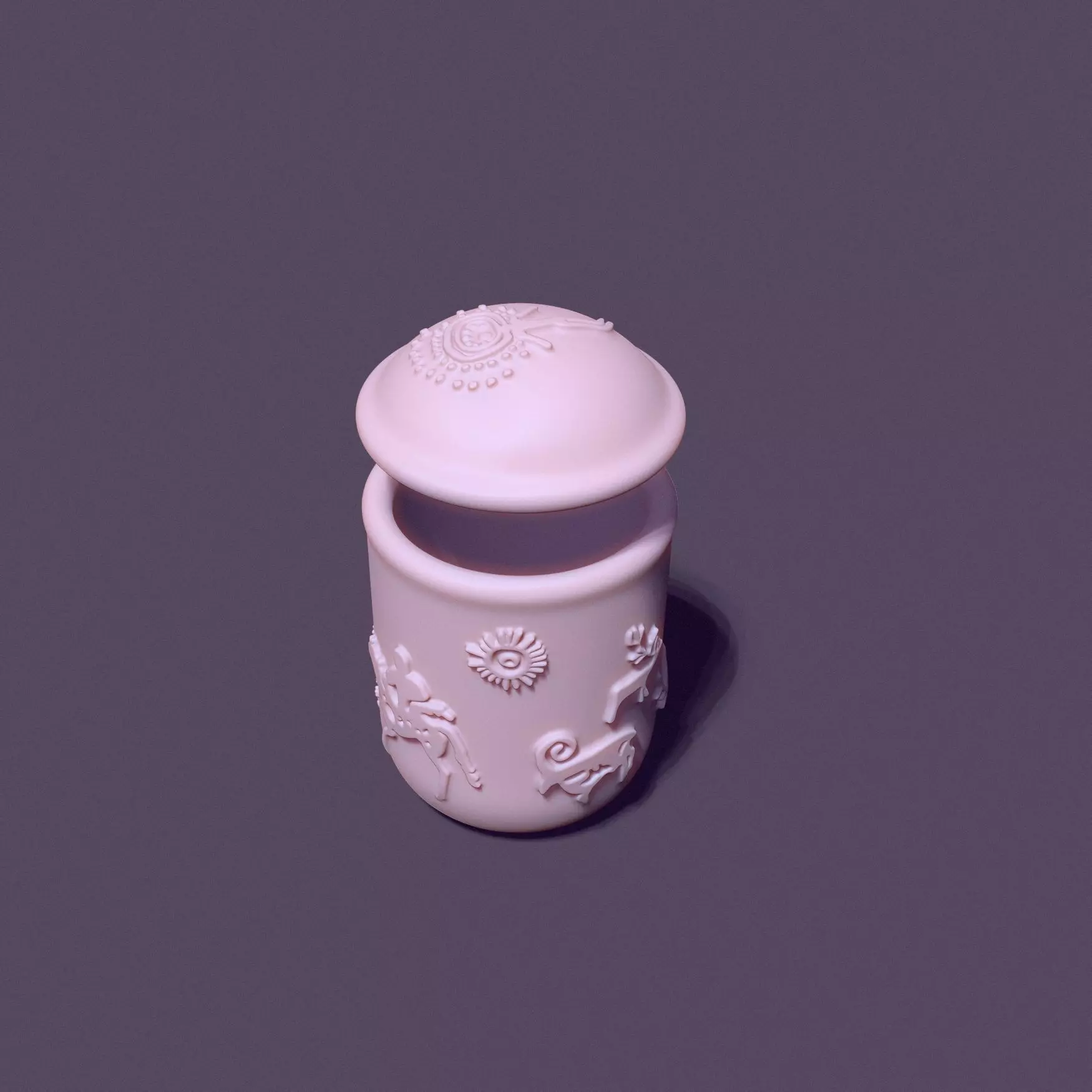 cup with lid decorated with petroglyphs for casting 3D print model_3