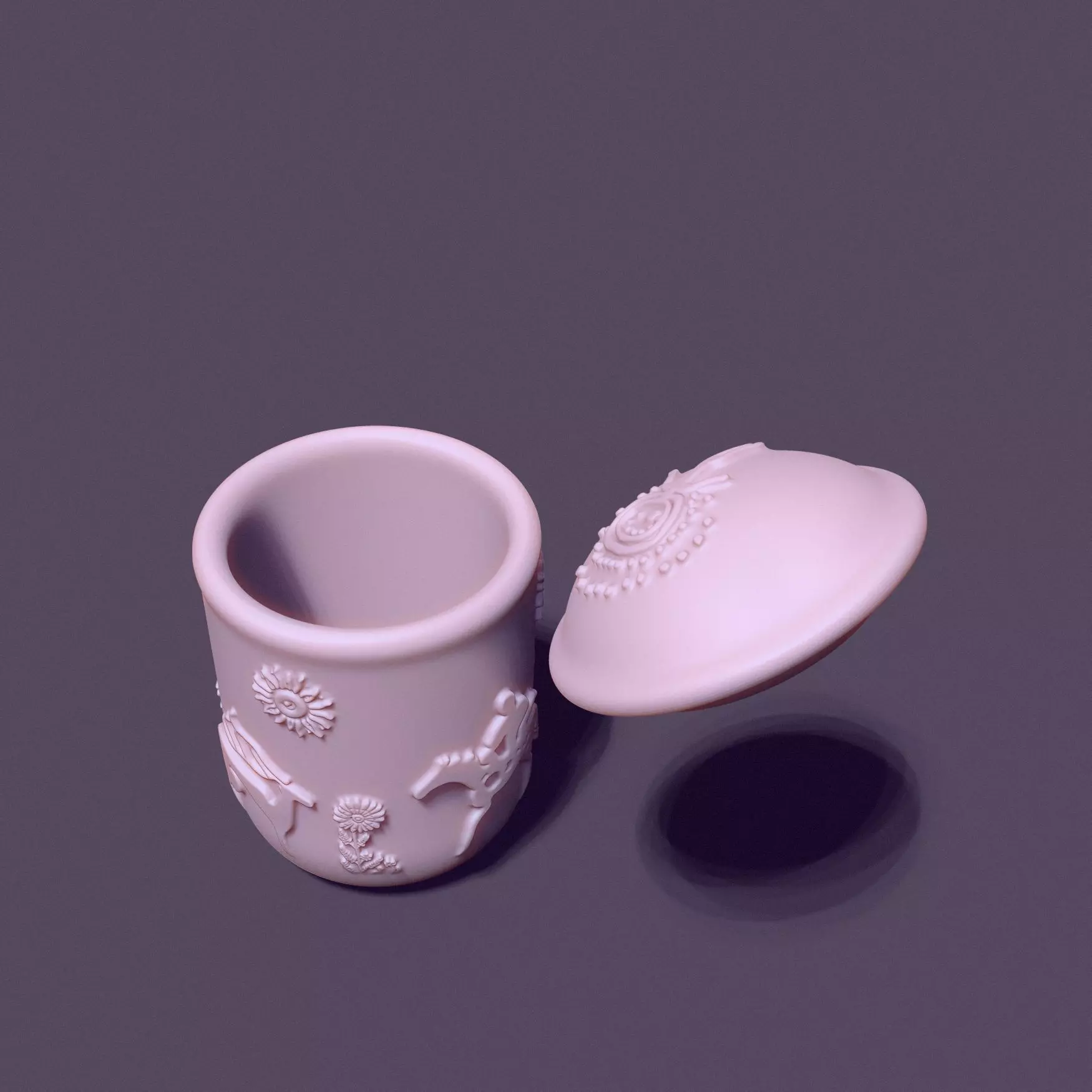 cup with lid decorated with petroglyphs for casting 3D print model_8