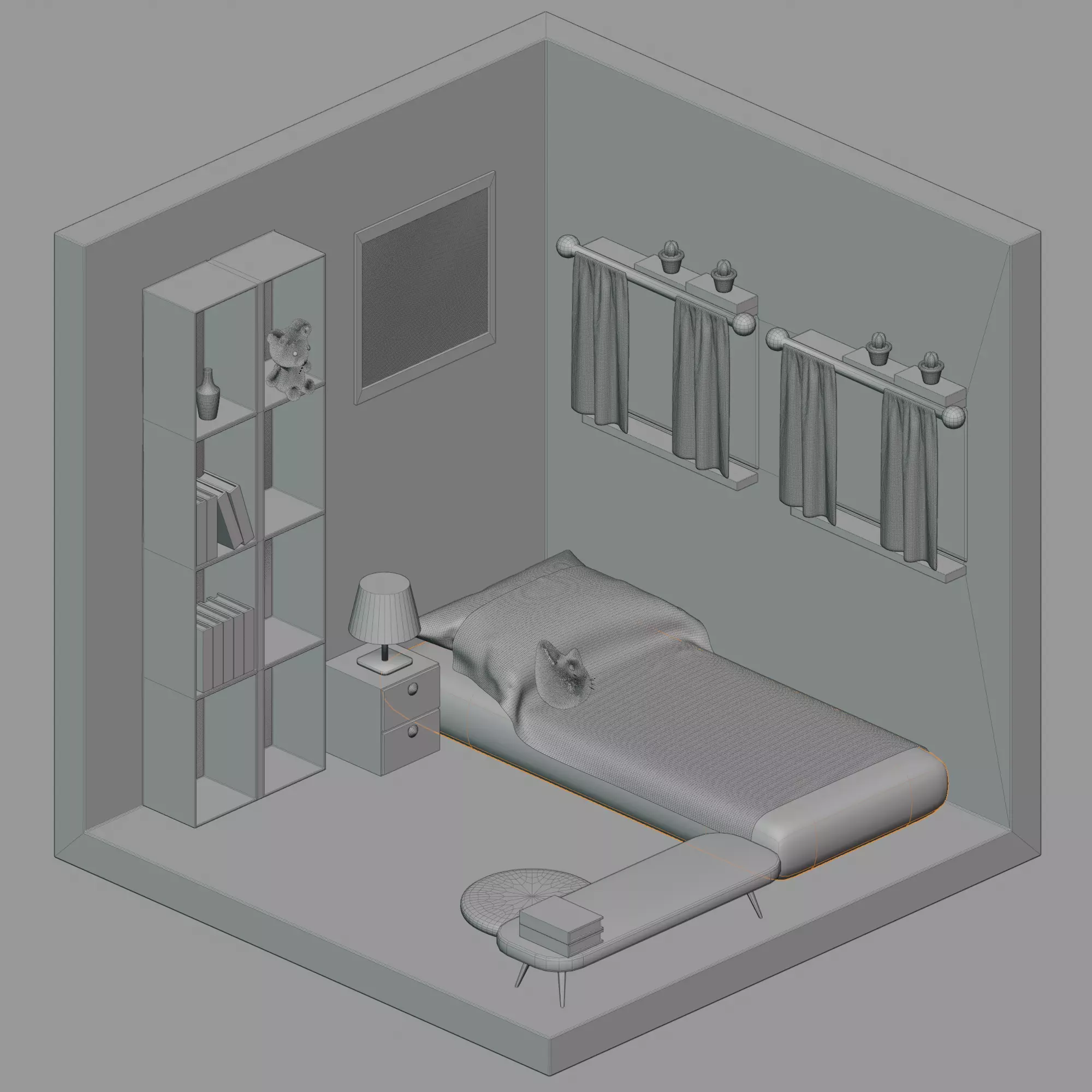 Minimalist Style 3D Bedroom Design 3D model_7