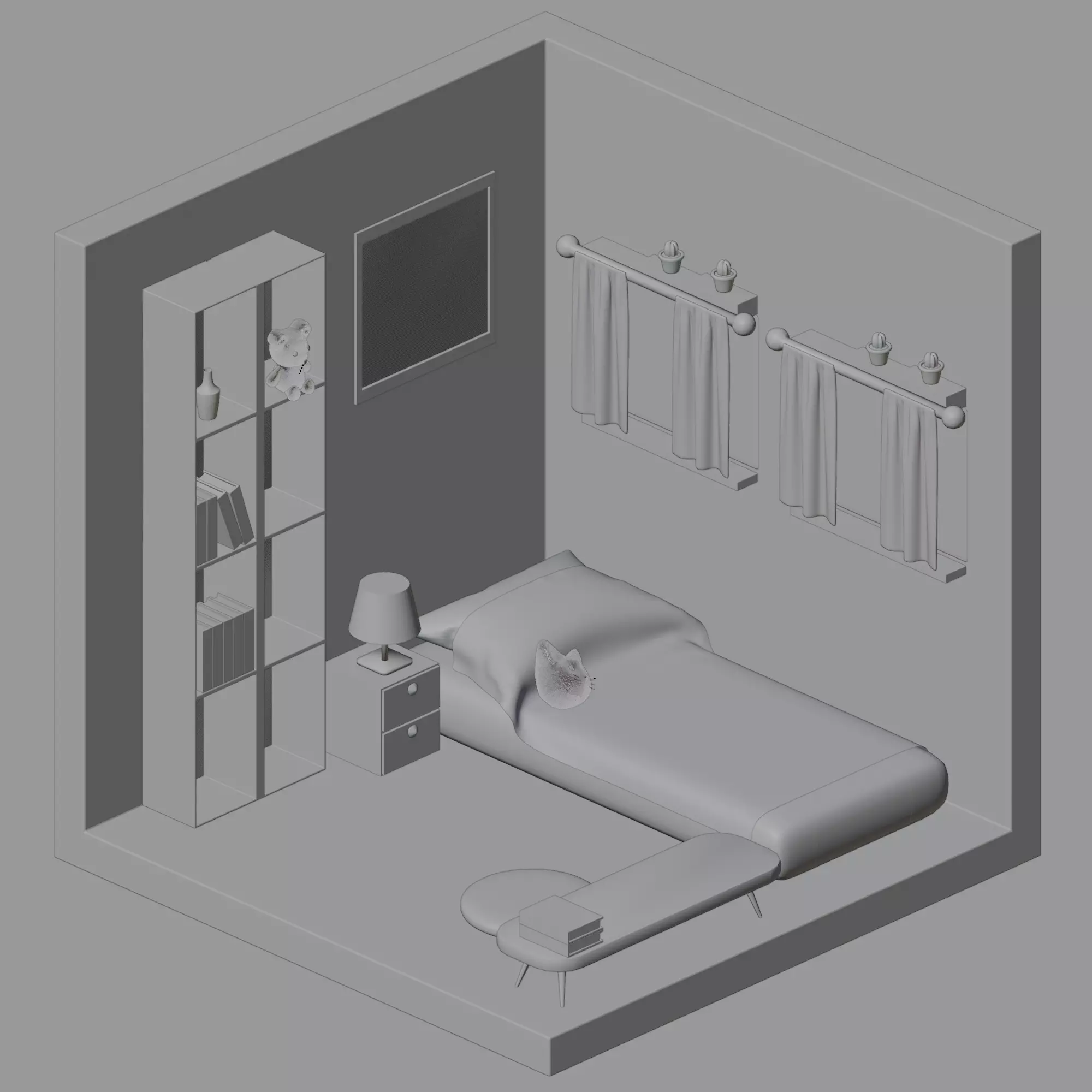 Minimalist Style 3D Bedroom Design 3D model_5