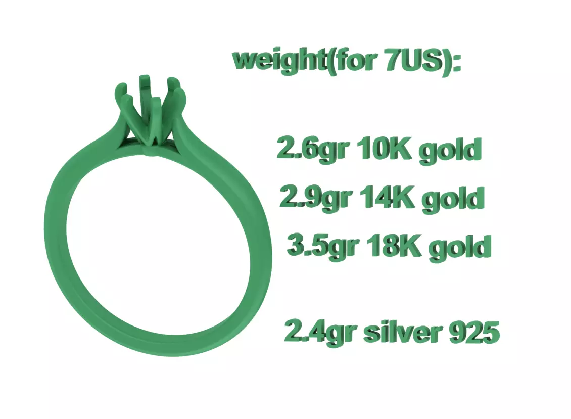 40 pointer Solitaire Engagement Ring 5mm Stone 6 Prong  3D print model_10