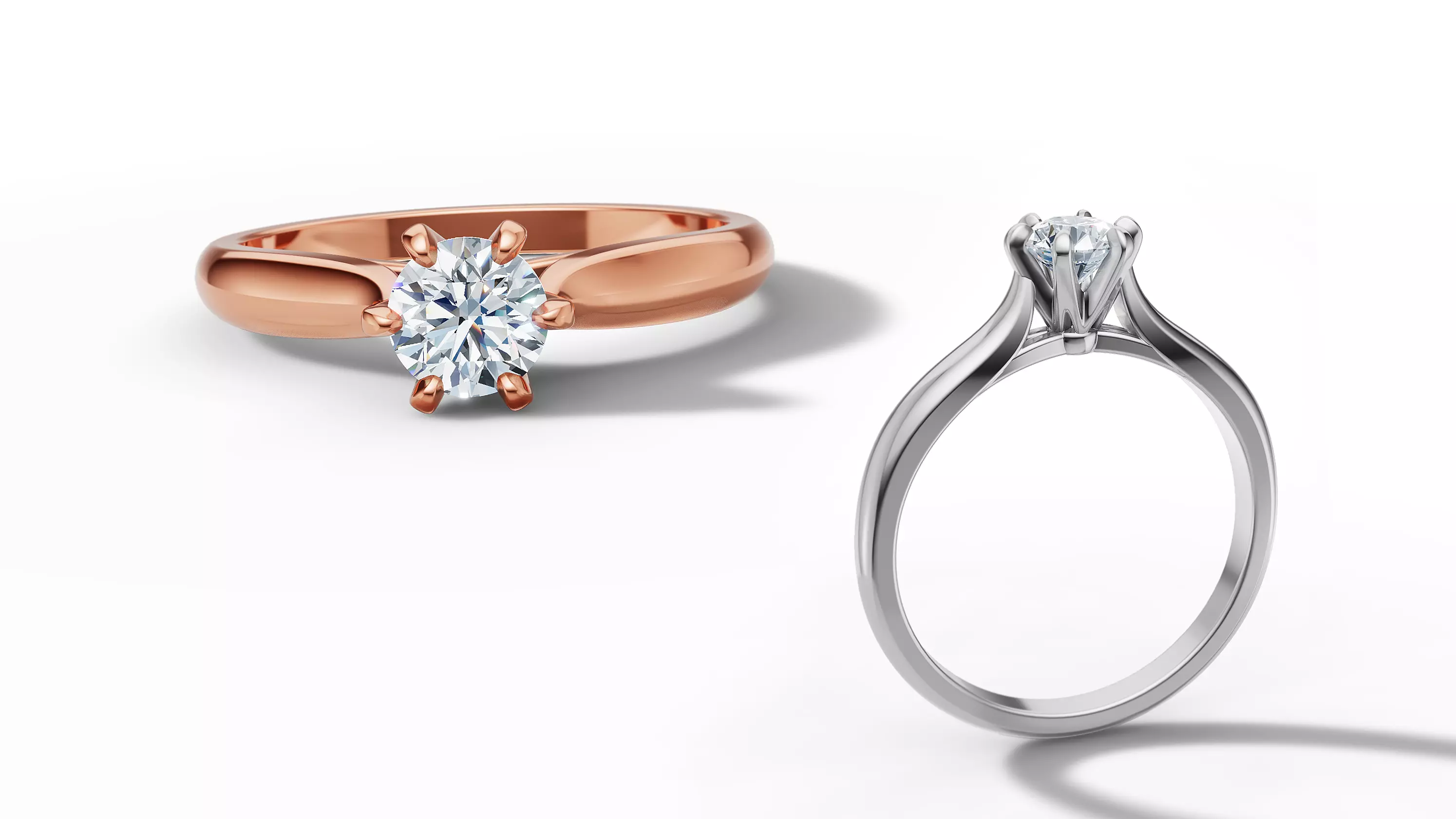 40 pointer Solitaire Engagement Ring 5mm Stone 6 Prong  3D print model_0