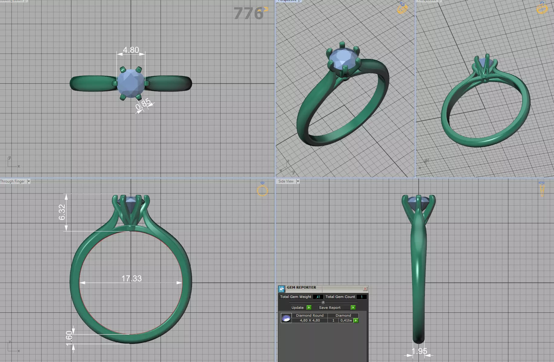 40 pointer Solitaire Engagement Ring 5mm Stone 6 Prong  3D print model_7