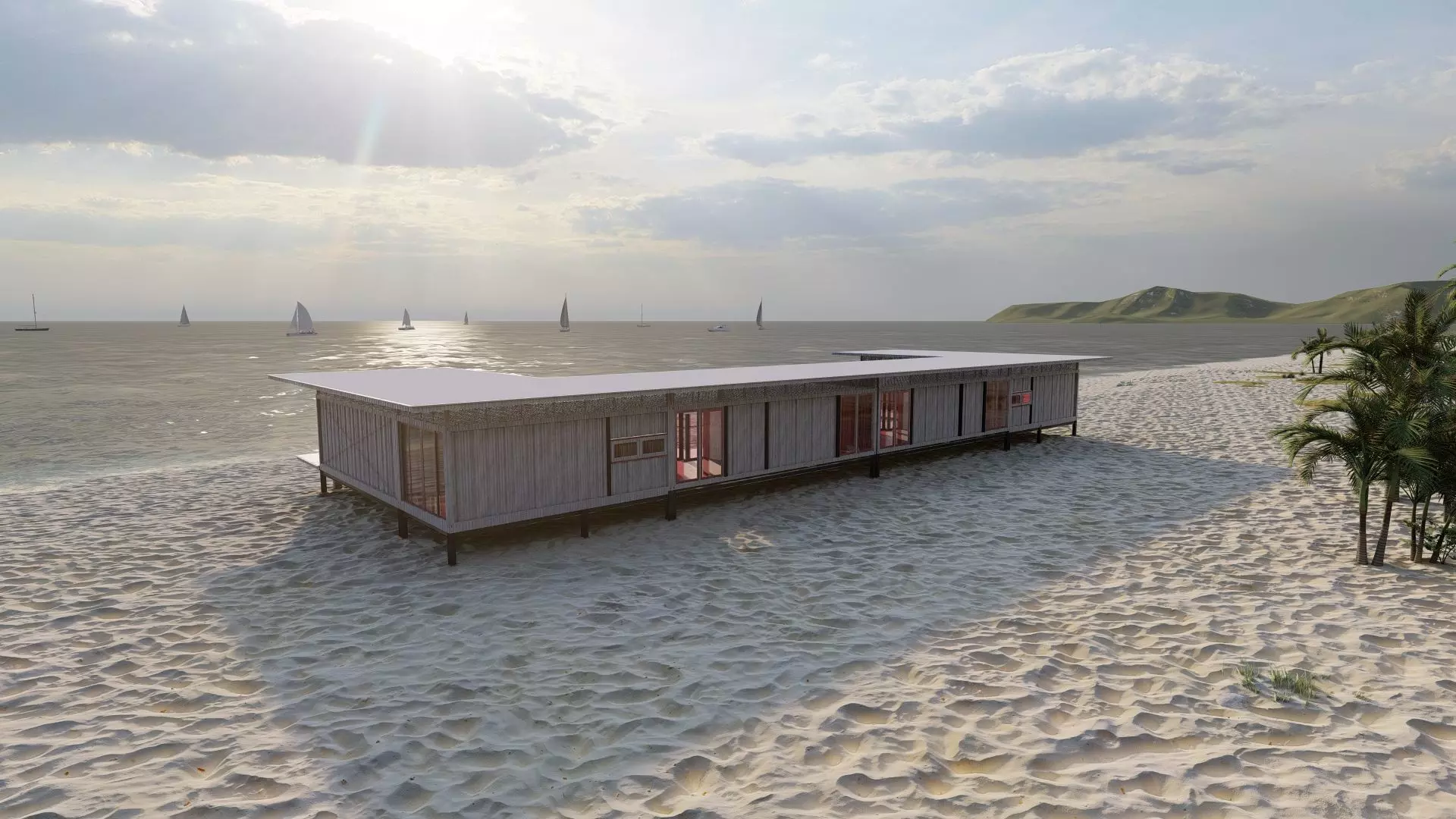 Temporary villa - villa condo - container building 3D model_15