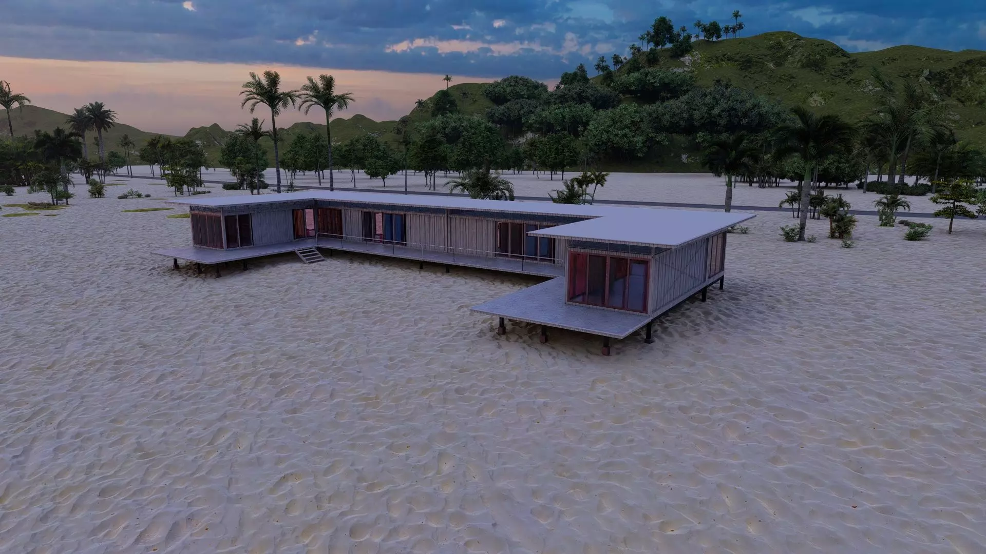 Temporary villa - villa condo - container building 3D model_5