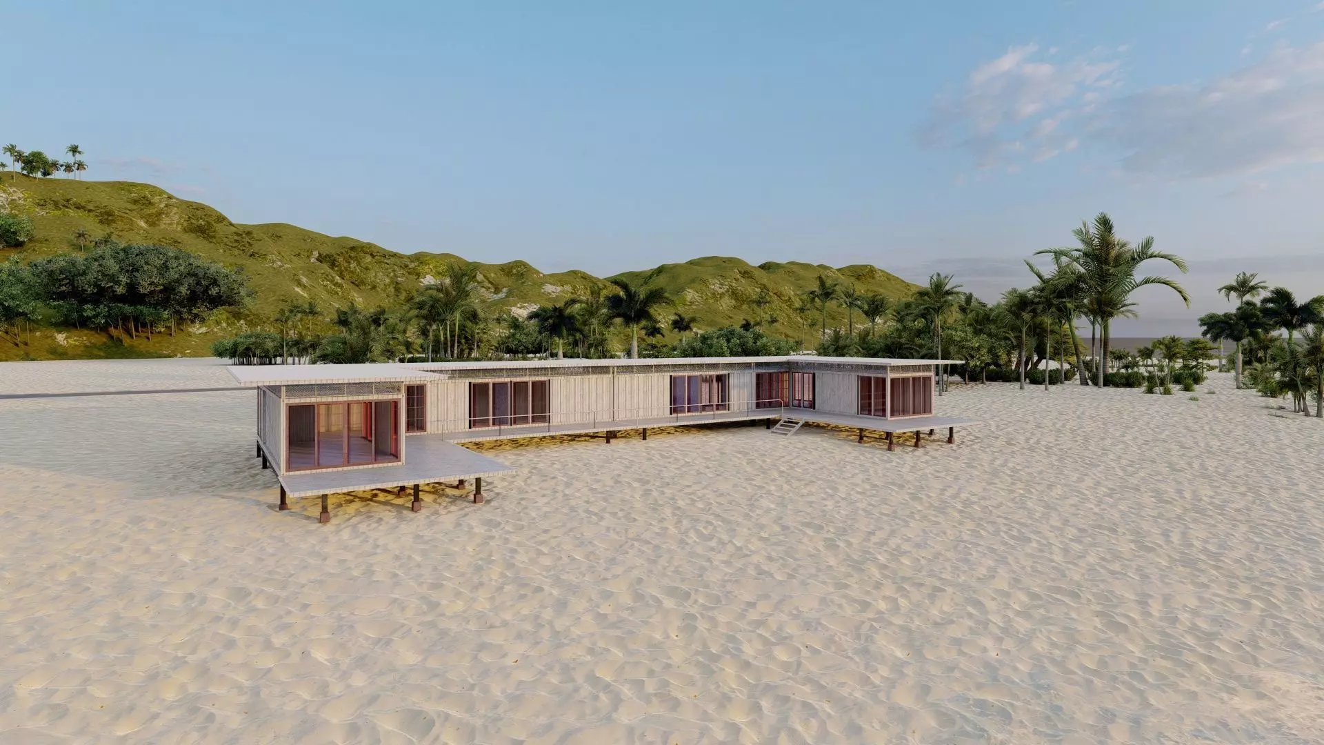 Temporary villa - villa condo - container building 3D model_1