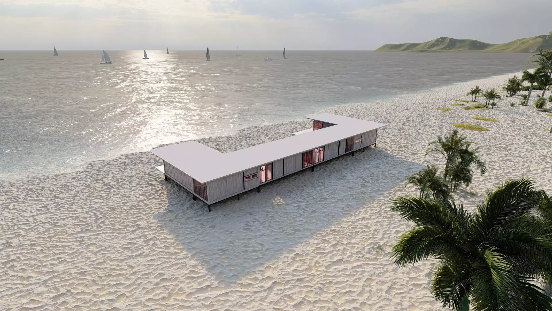 Temporary villa - villa condo - container building 3D model_28