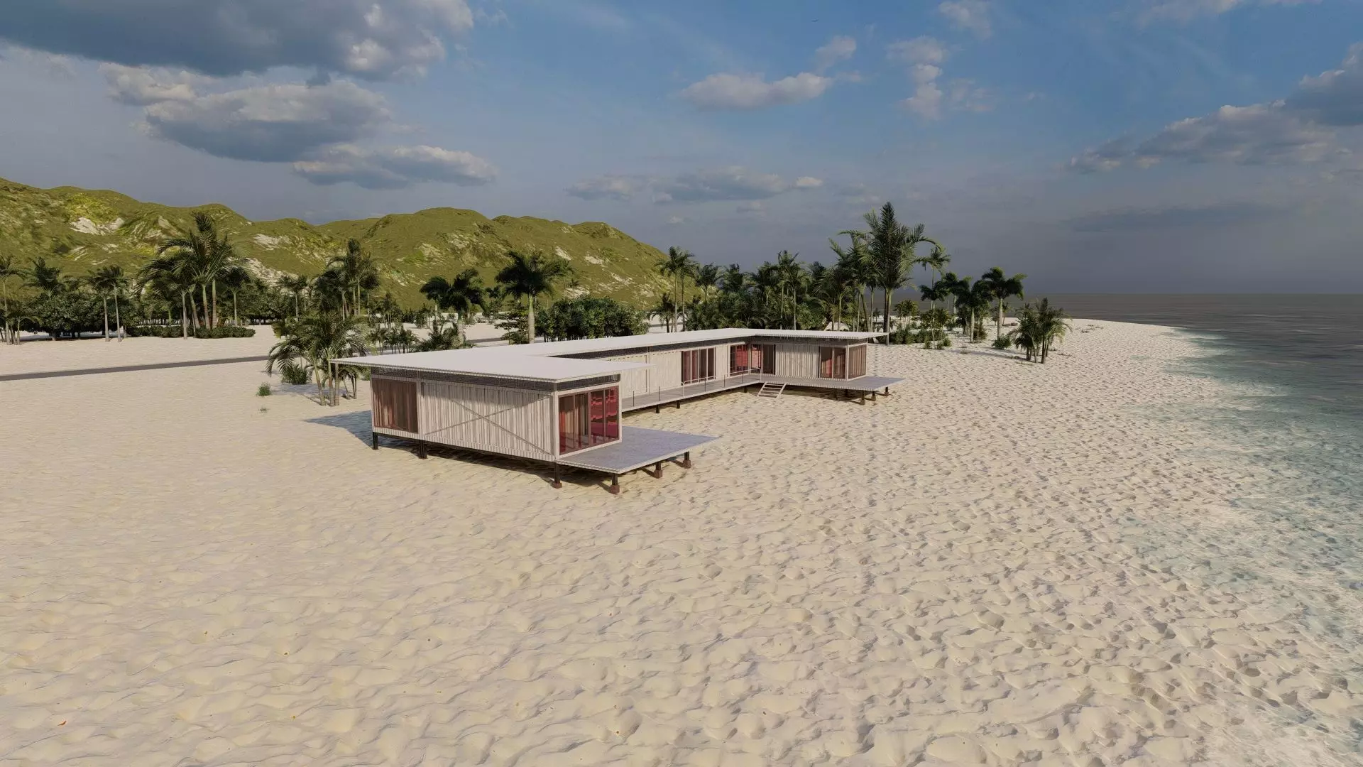 Temporary villa - villa condo - container building 3D model_2