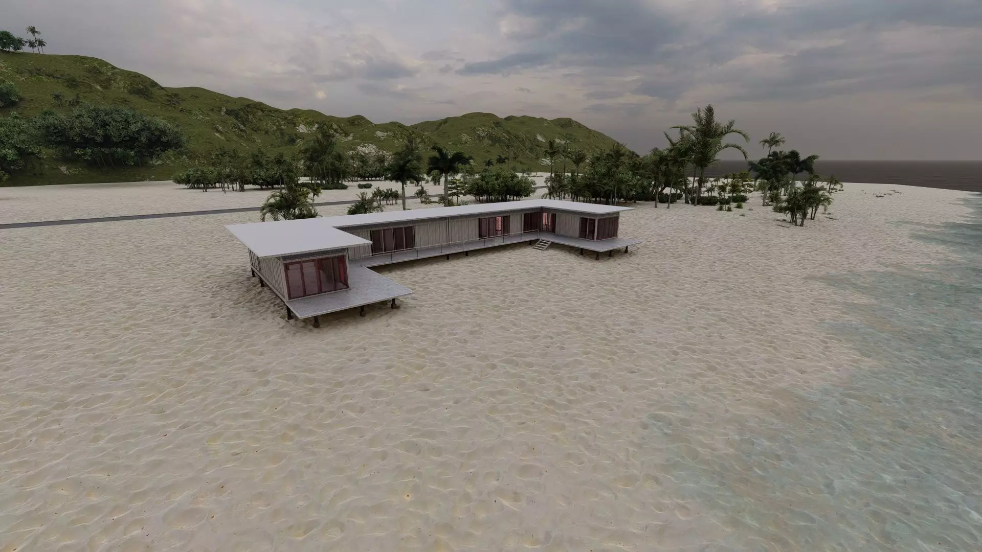 Temporary villa - villa condo - container building 3D model_8