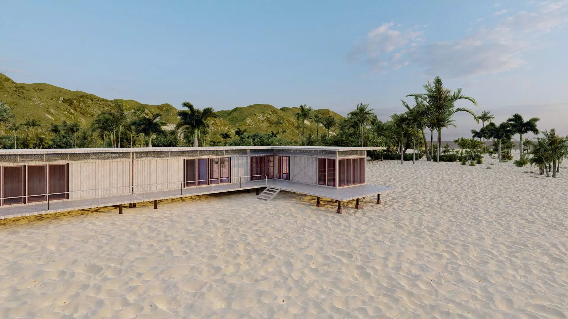 Temporary villa - villa condo - container building 3D model_20