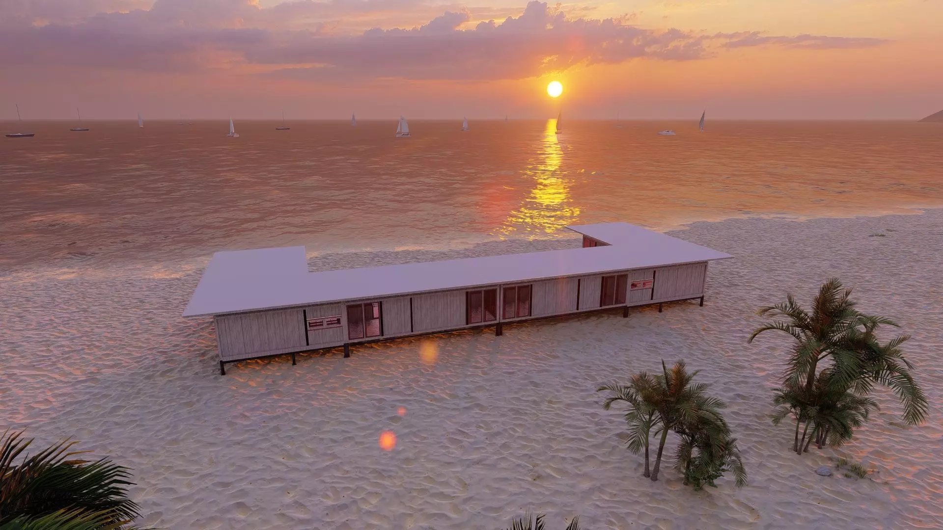 Temporary villa - villa condo - container building 3D model_25