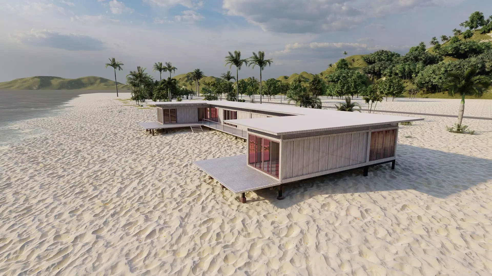 Temporary villa - villa condo - container building 3D model_3