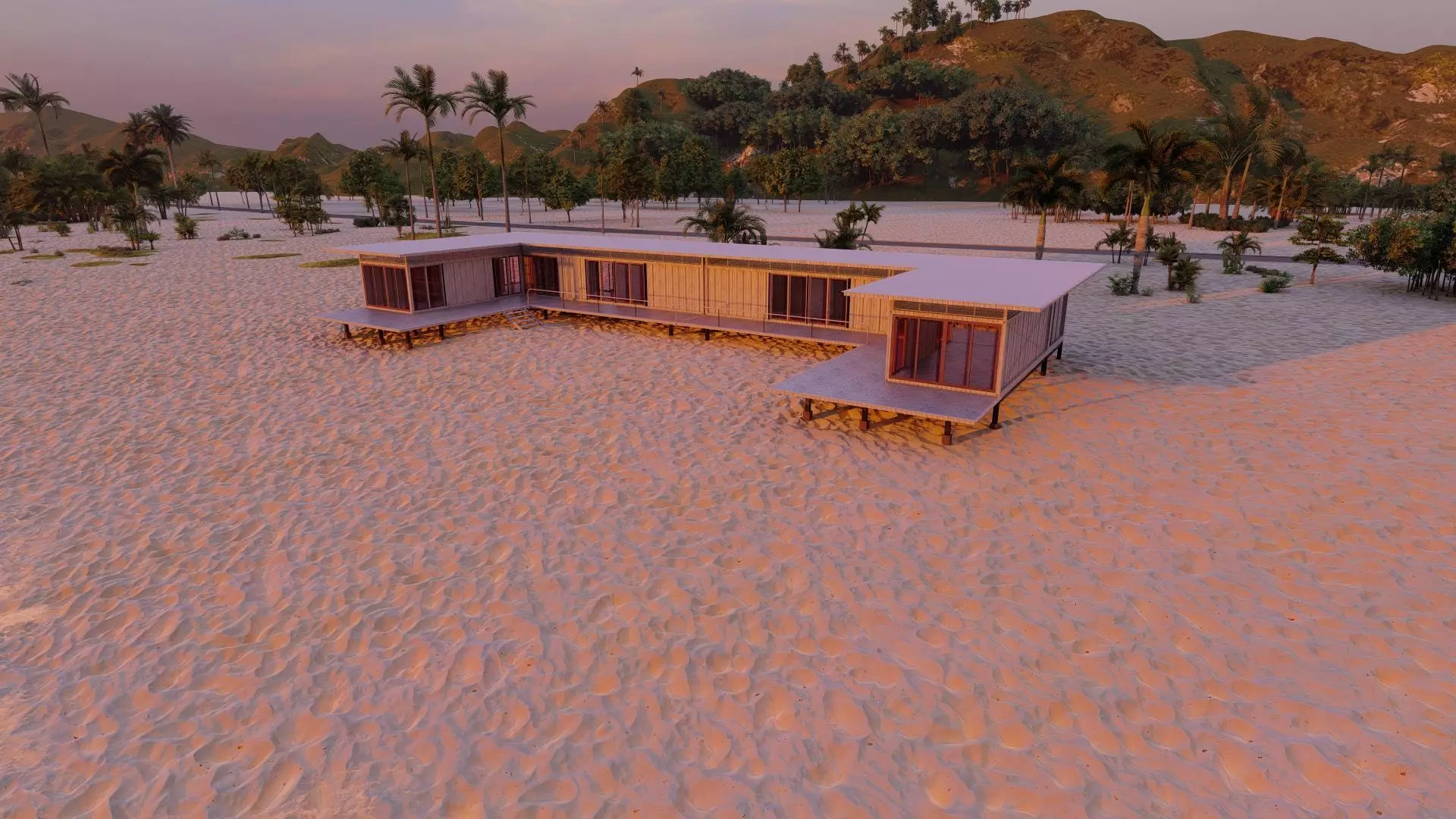 Temporary villa - villa condo - container building 3D model_4