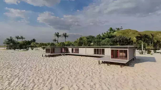 Temporary villa - villa condo - container building 3D model