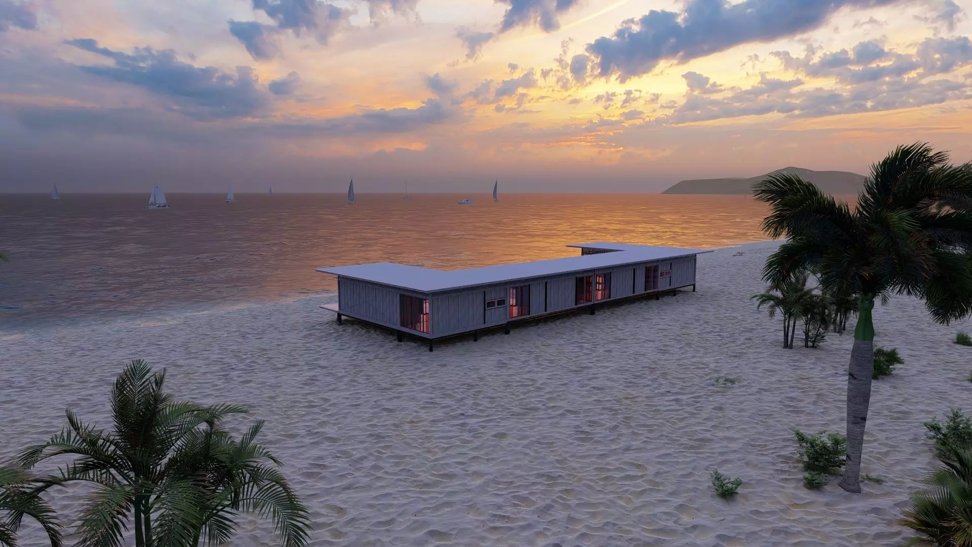 Temporary villa - villa condo - container building 3D model_24