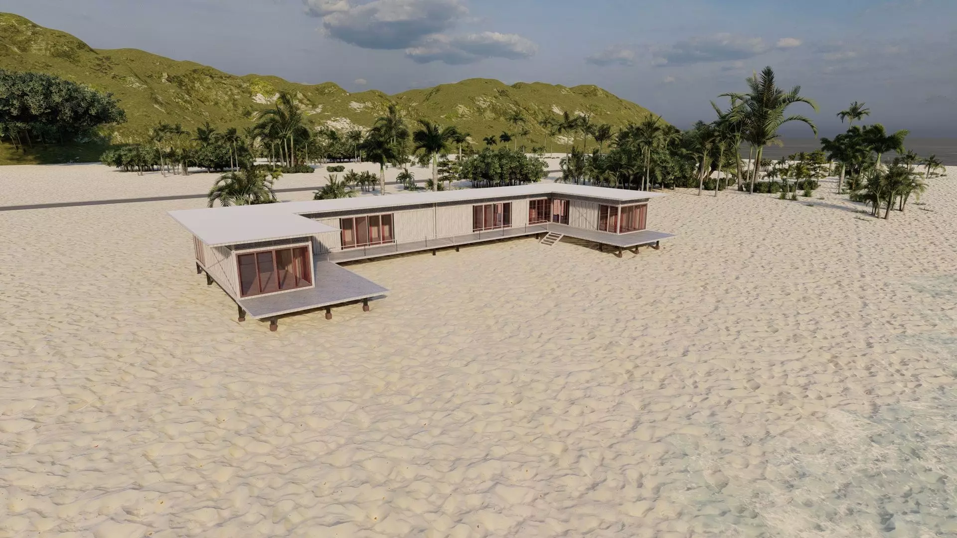 Temporary villa - villa condo - container building 3D model_11