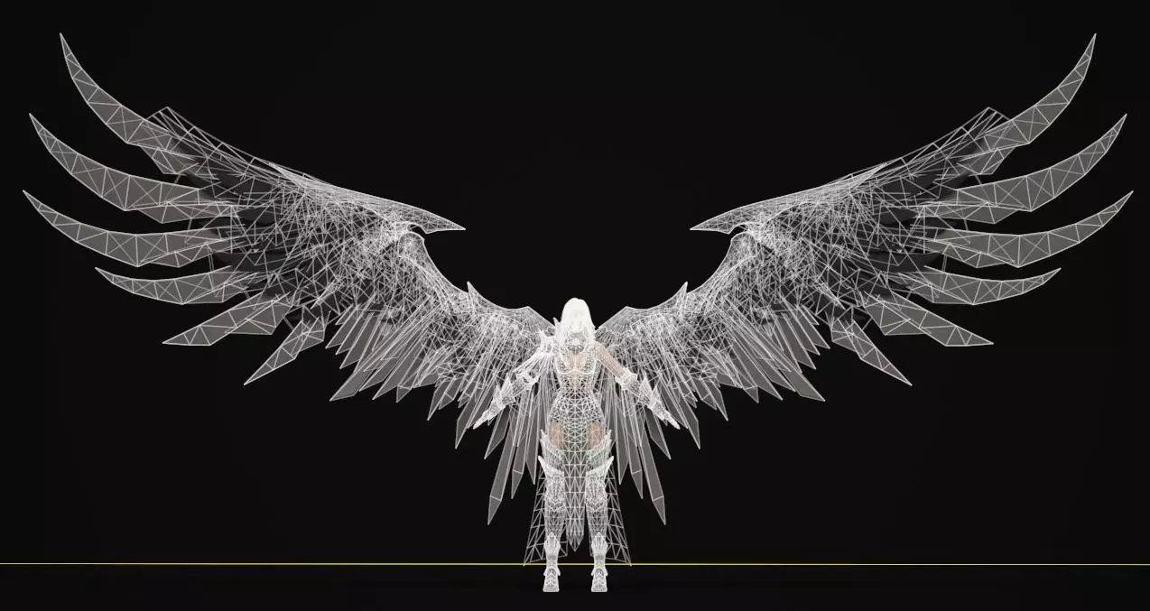 Dark Fallen Angel Rigged Fantasy Female Character Low-poly 3D model_14