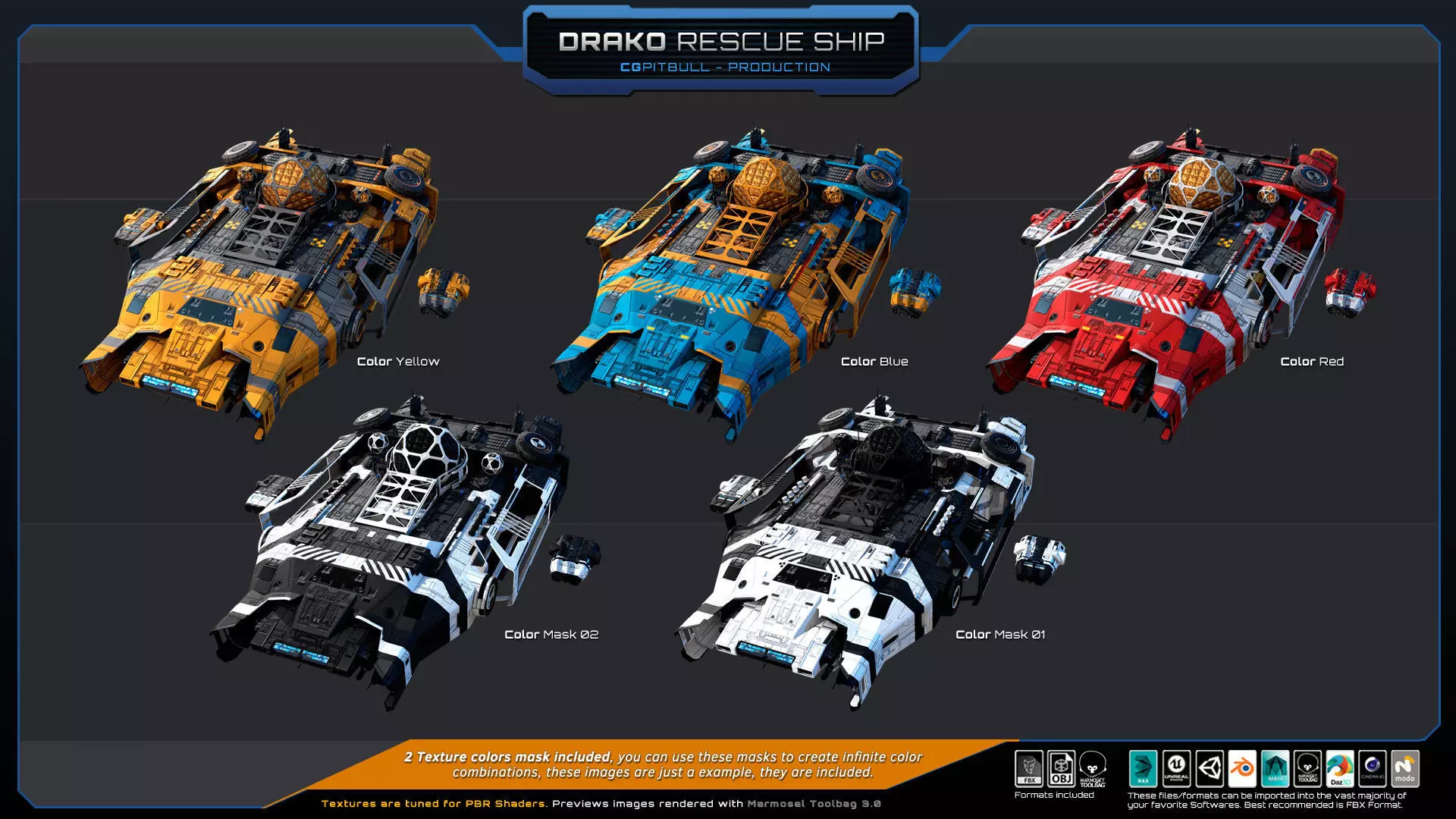 STARSHIPS - Pack05 Low-poly 3D model_17