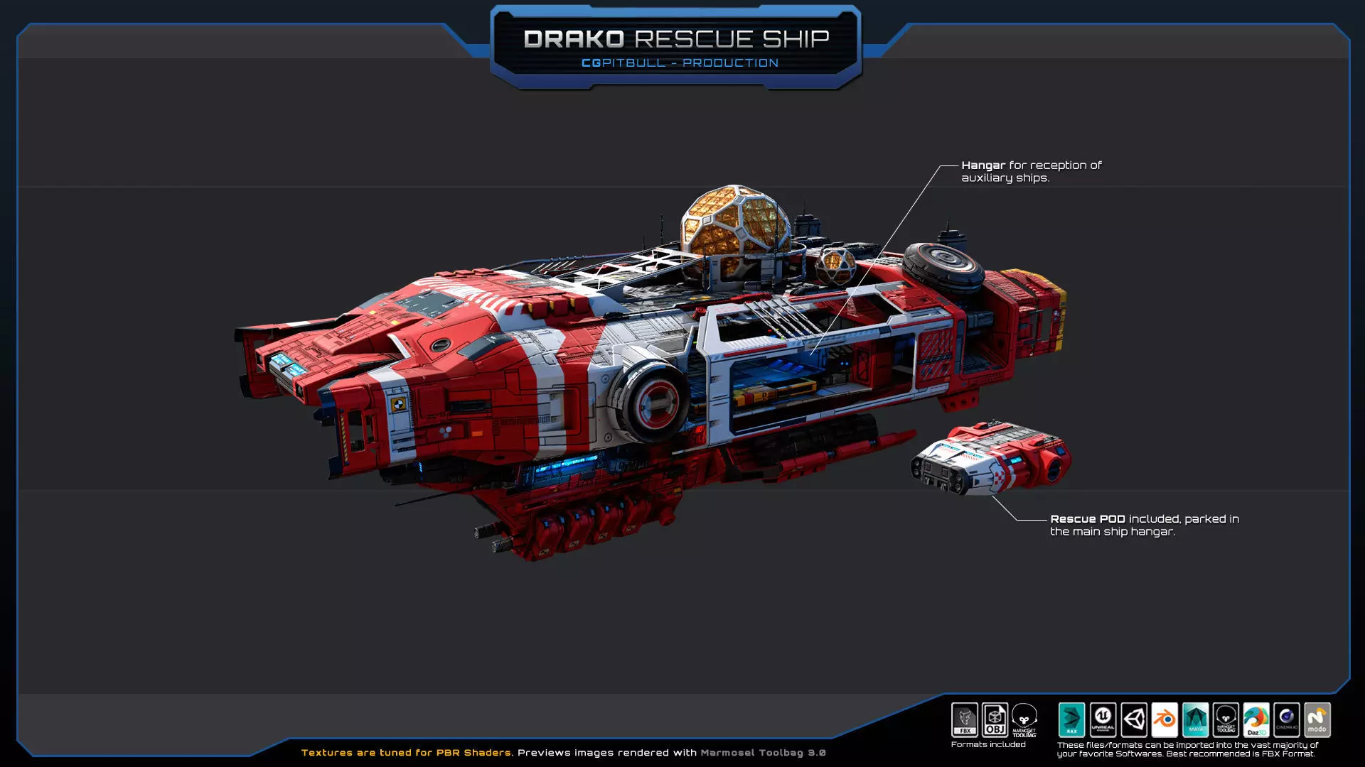 STARSHIPS - Pack05 Low-poly 3D model_11