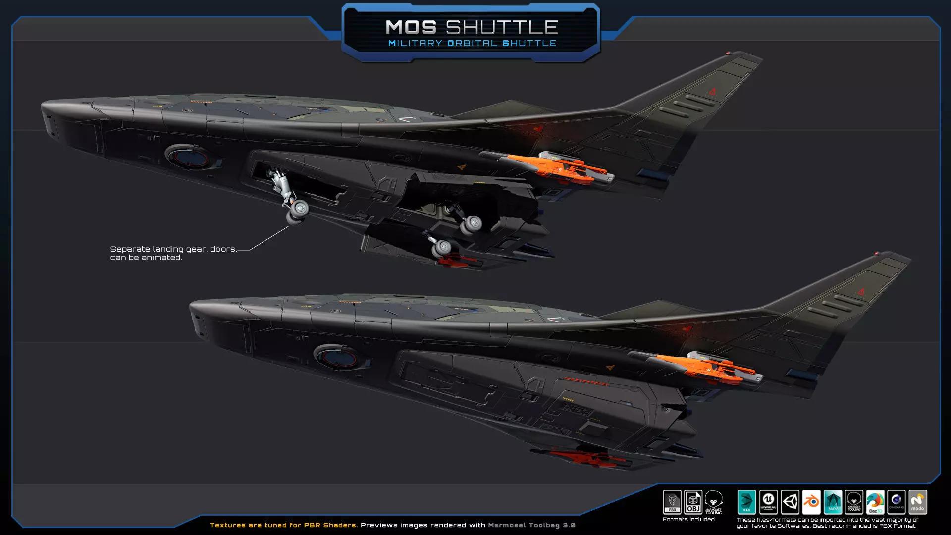 STARSHIPS - Pack05 Low-poly 3D model_32