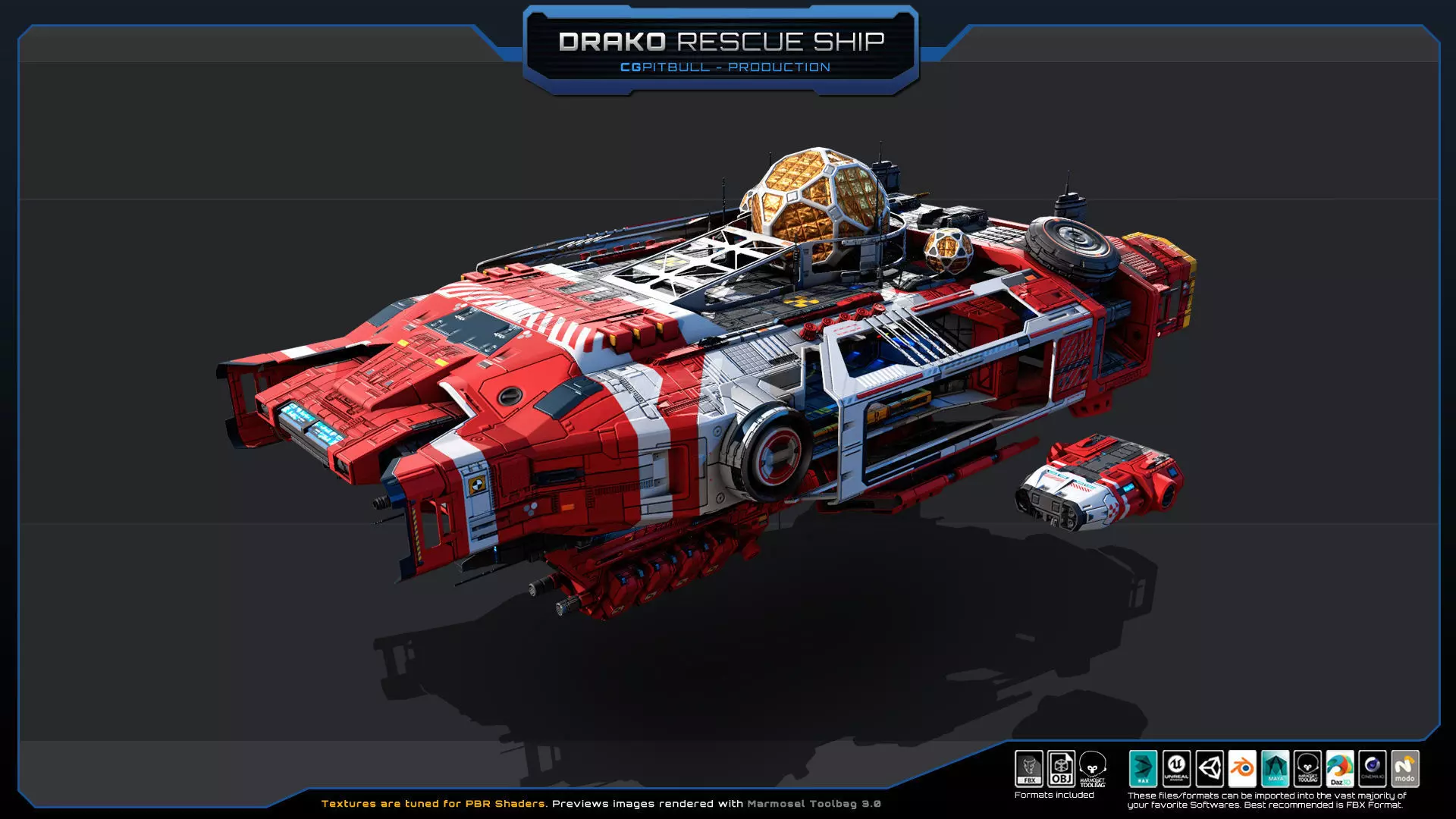 STARSHIPS - Pack05 Low-poly 3D model_10