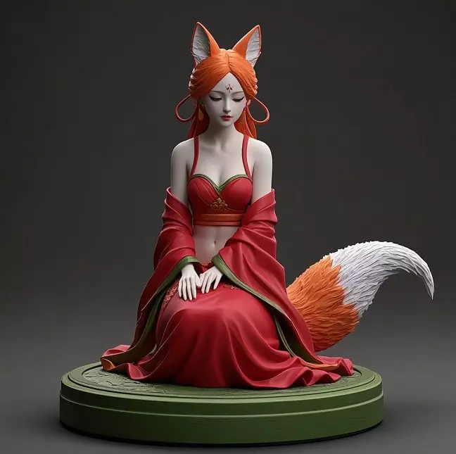 2049COLORFUL Fox Spirit Woman in Pu Song Ling Style  magic 3D print model_4