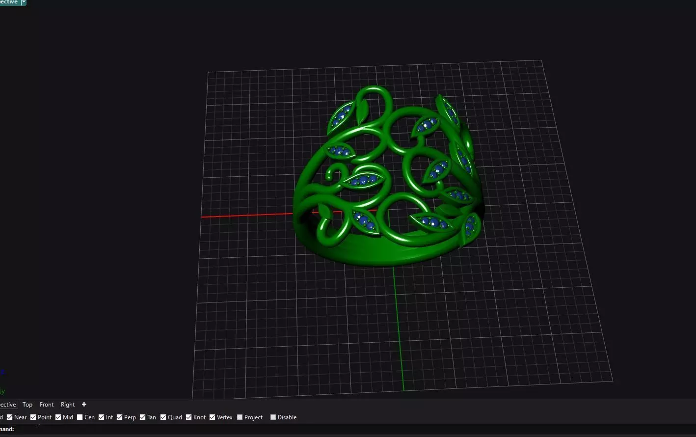  Leaf Design stone Ring 3D print model_1