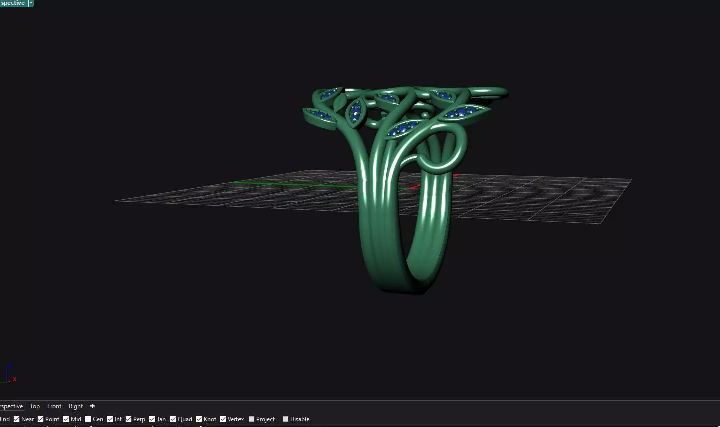  Leaf Design stone Ring 3D print model_2