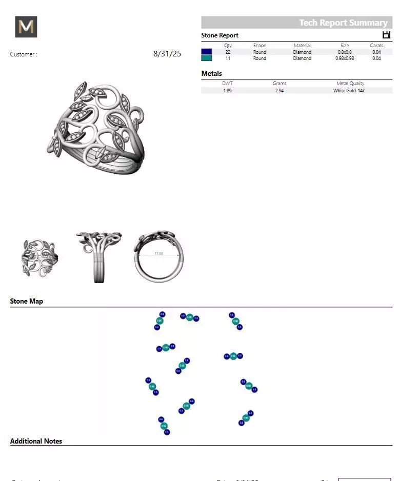  Leaf Design stone Ring 3D print model_6