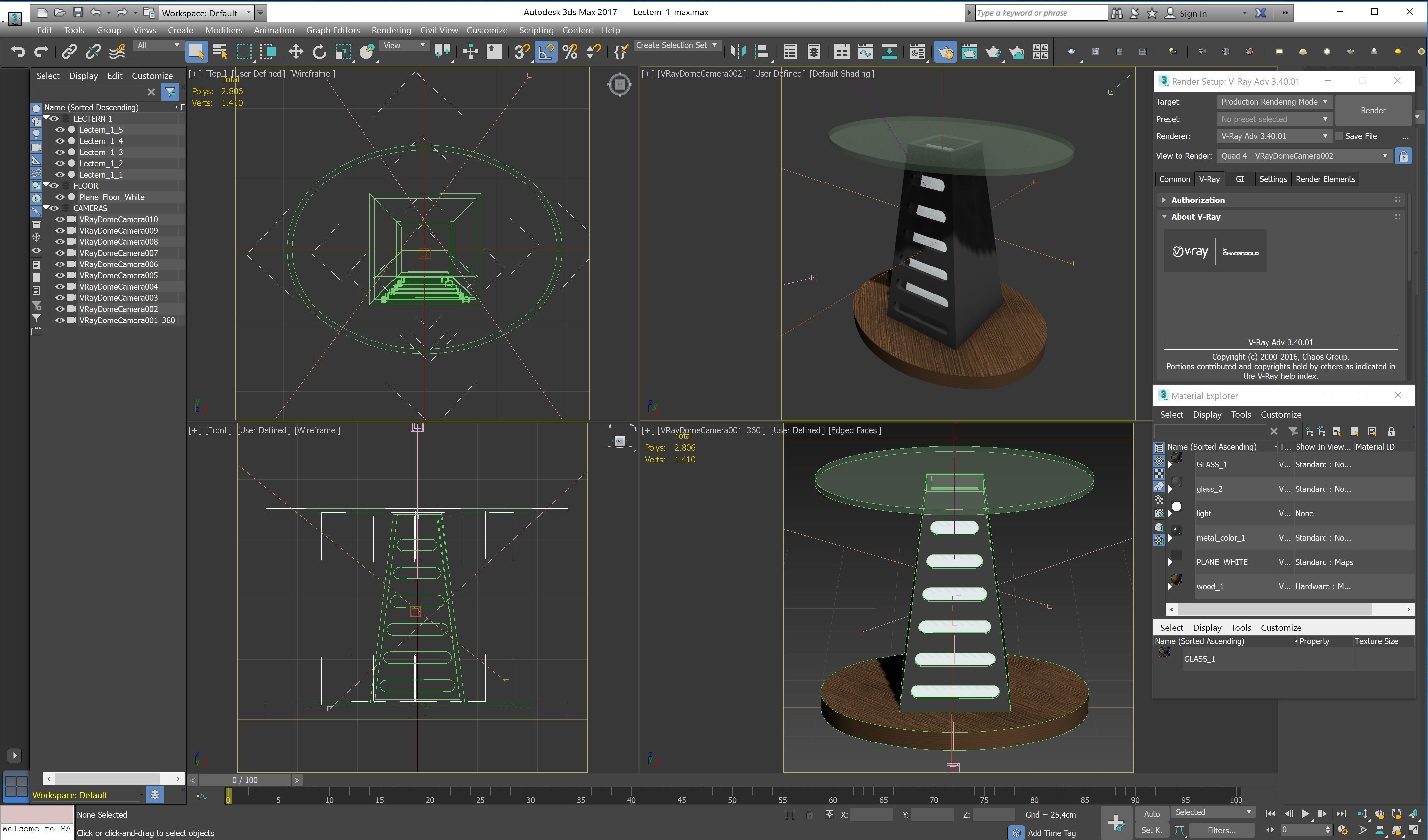 Lectern side table with metal base Free 3D model_9