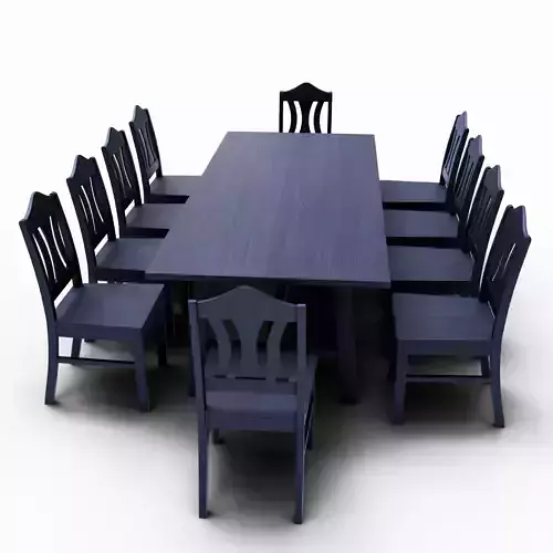 Luxury Black Wooden Dining Table Set with Ten Chairs