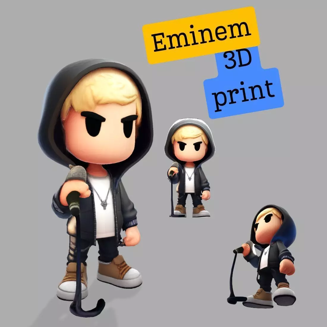 3D Cartoony Rapper Model Cute Stylized Character 3D Print 3D print model_0