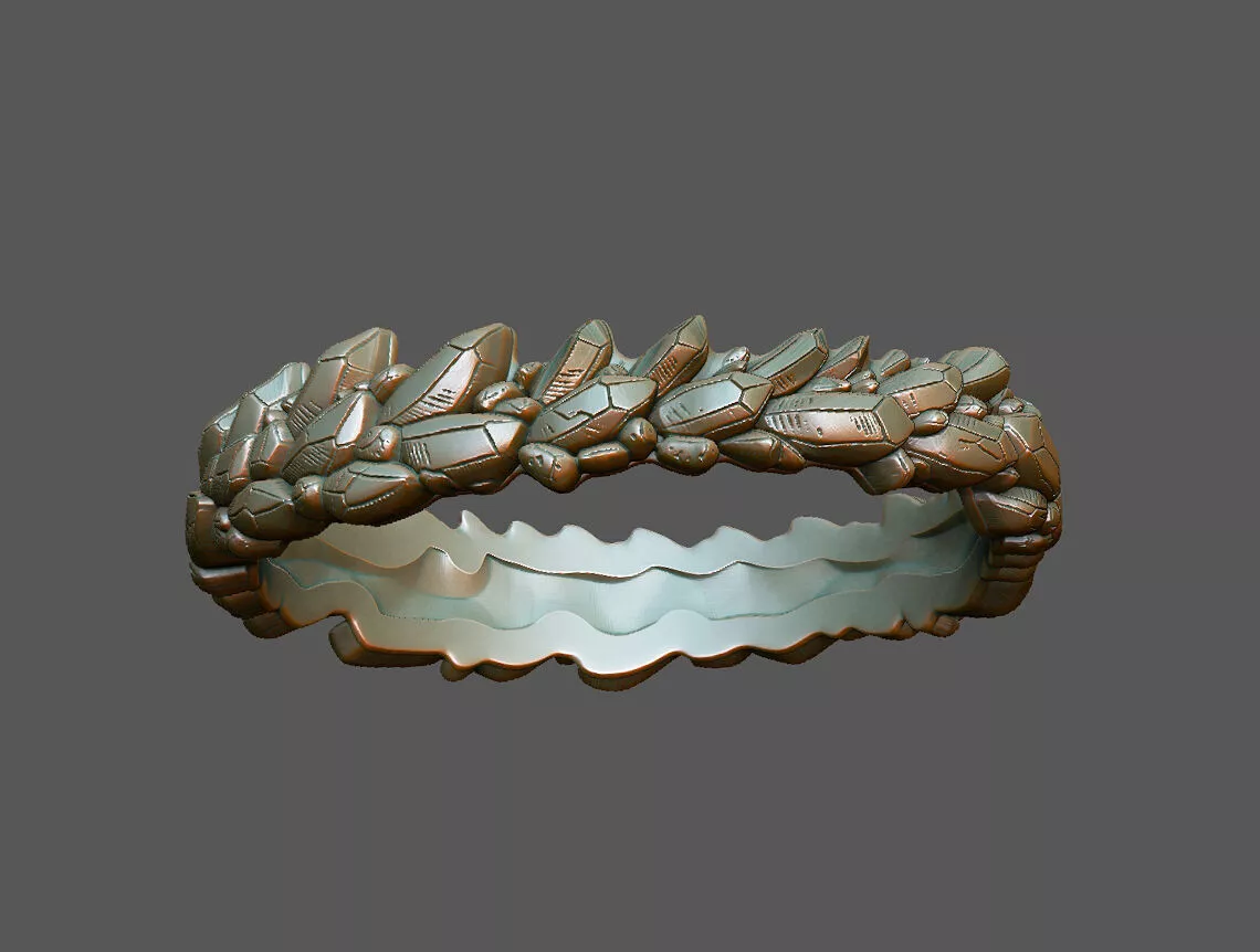 crystal-ring raw-crystal-ring gemstone-ring mineral-structure 3D print model