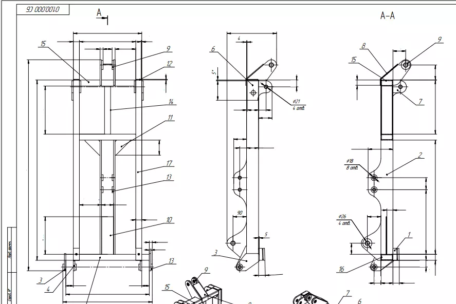 Loader on tractor Technical Drawing 3D model_2
