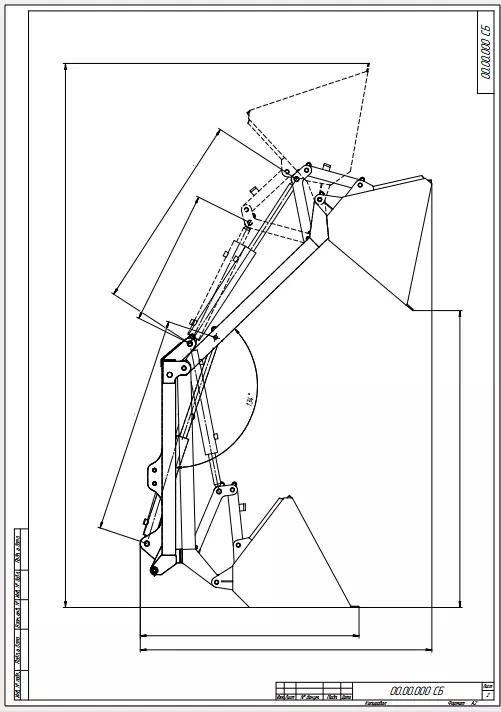 Loader on tractor Technical Drawing 3D model_1
