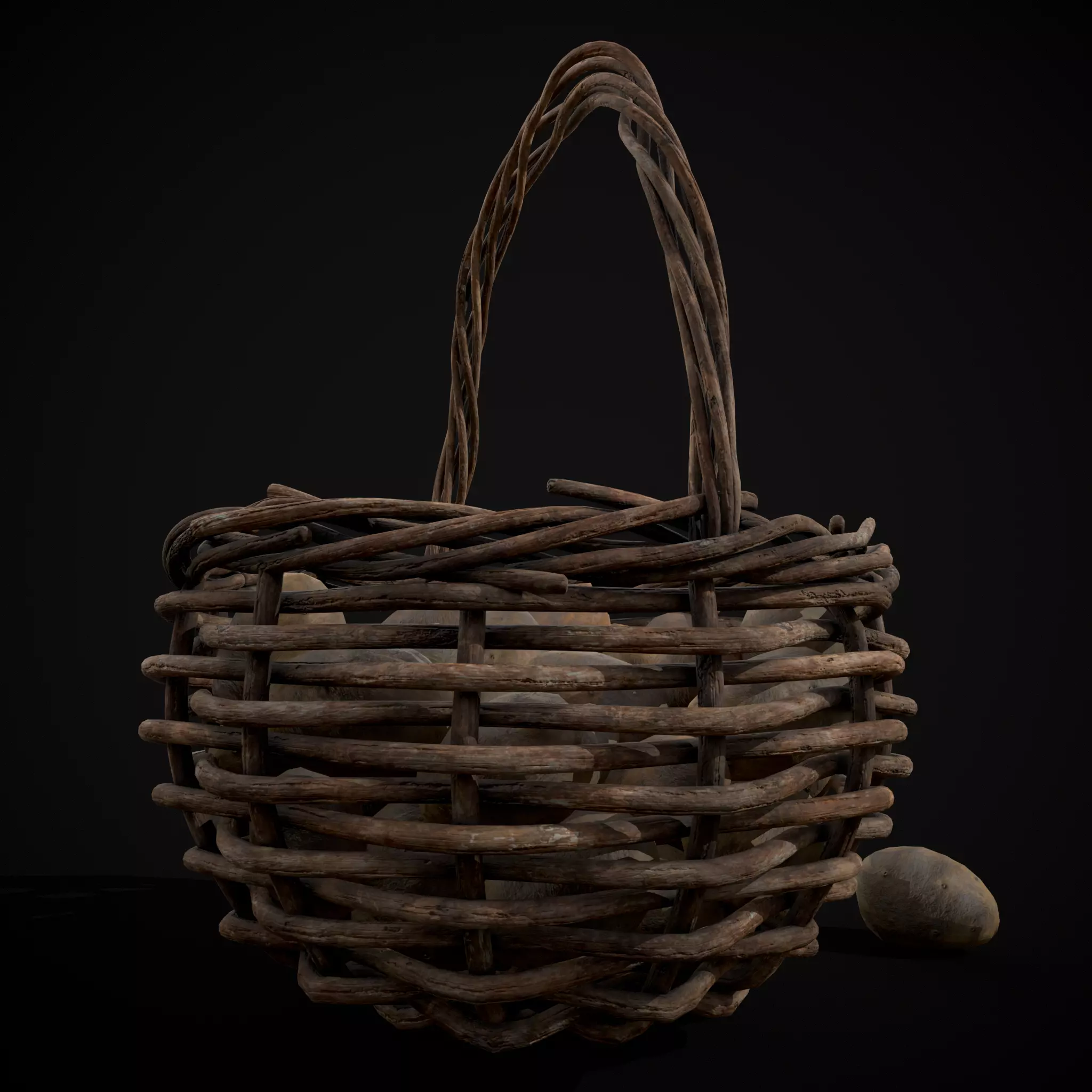 Basket of Potatoes Low-poly 3D model_9