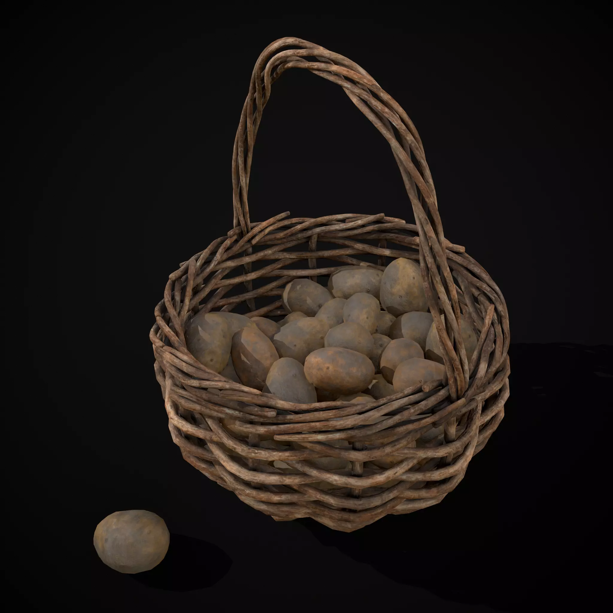 Basket of Potatoes Low-poly 3D model_19