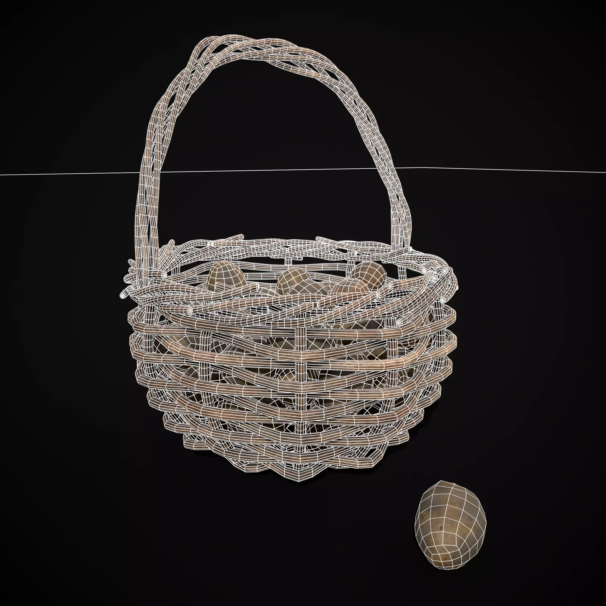 Basket of Potatoes Low-poly 3D model_4