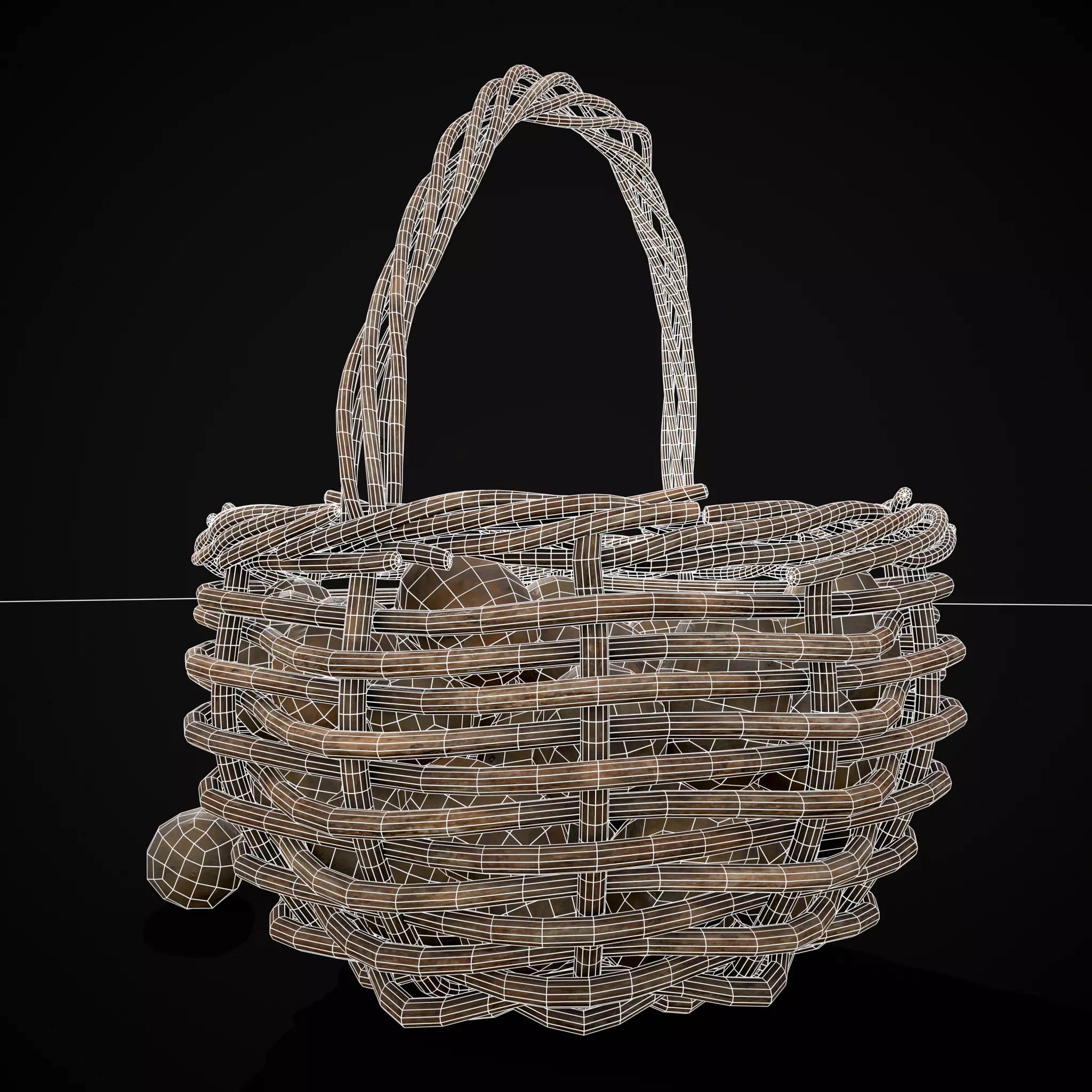 Basket of Potatoes Low-poly 3D model_8