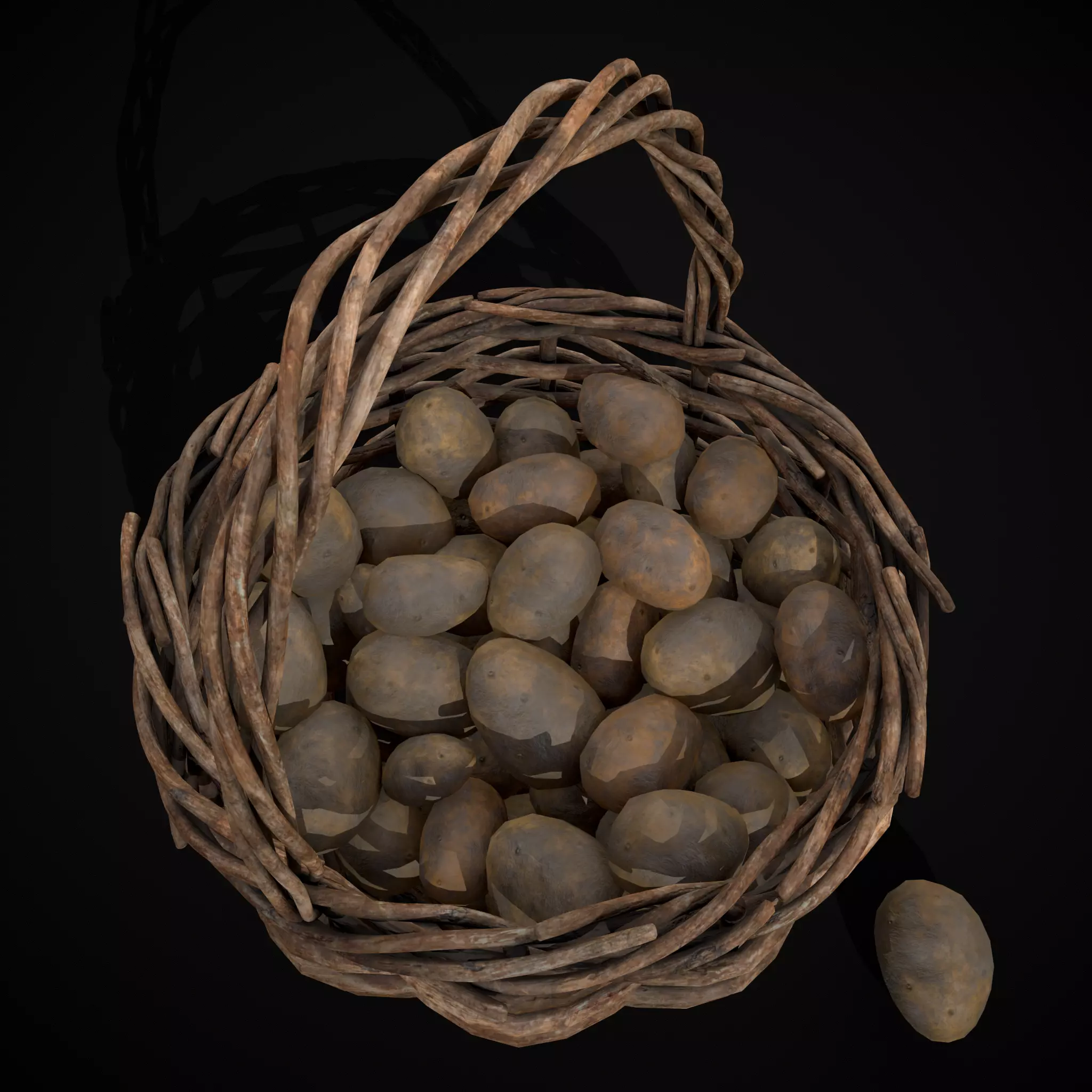 Basket of Potatoes Low-poly 3D model_5