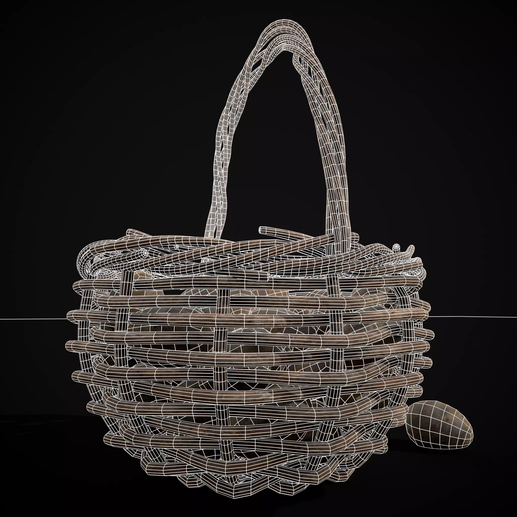 Basket of Potatoes Low-poly 3D model_10