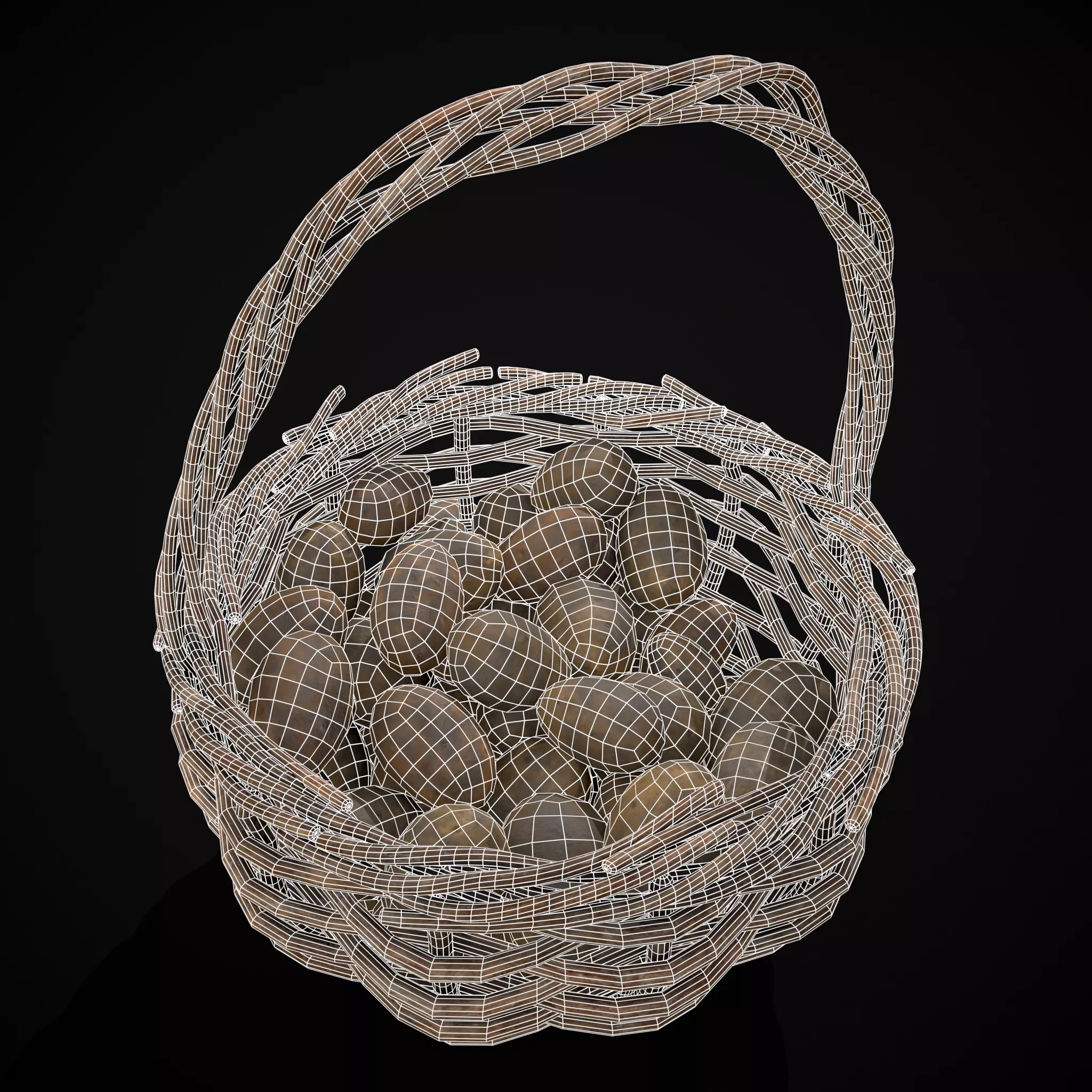 Basket of Potatoes Low-poly 3D model_14