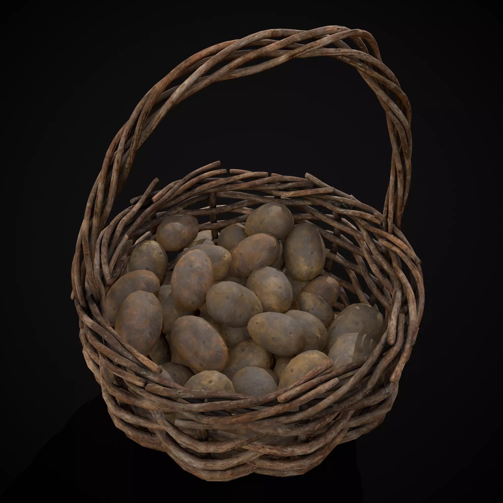 Basket of Potatoes Low-poly 3D model_13